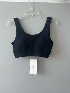 Fabletics Black Ribbed Scoop Neck Sports Bra